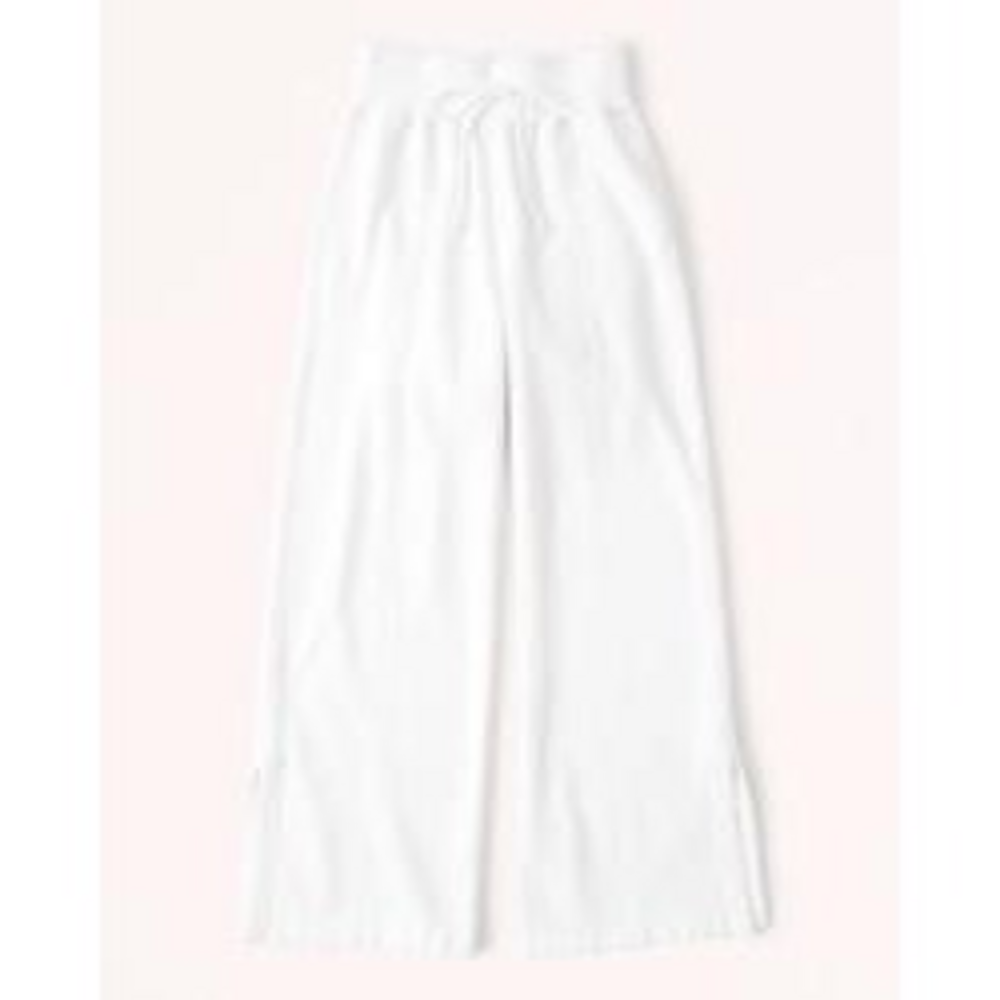 Abercrombie Split-Hem Wide Leg Sweatpants in White